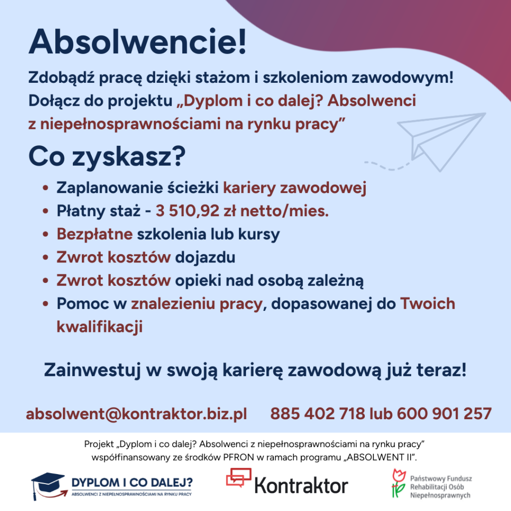 Plakat dot. pierwszej pracy 
